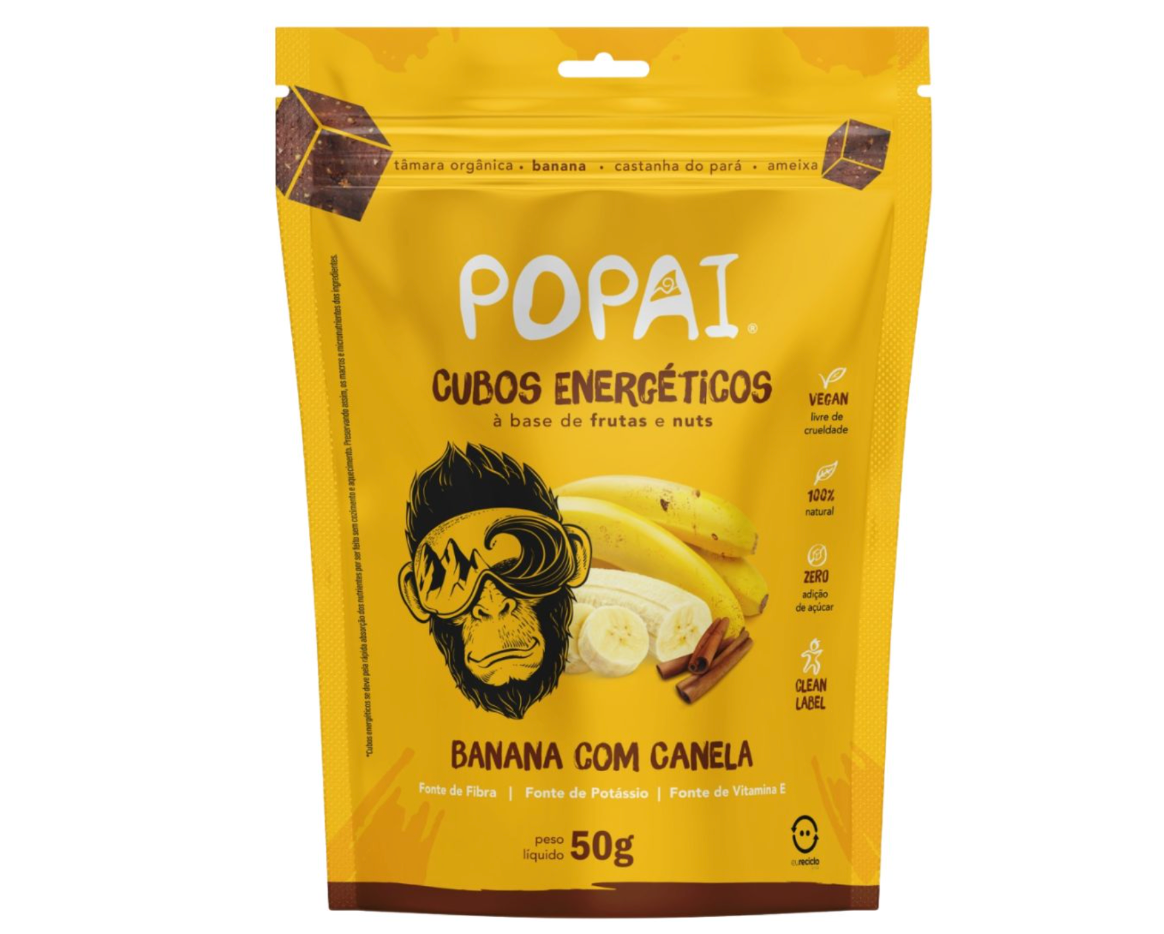 Cubo Energético Sabor Banana e Canela 50g Popai