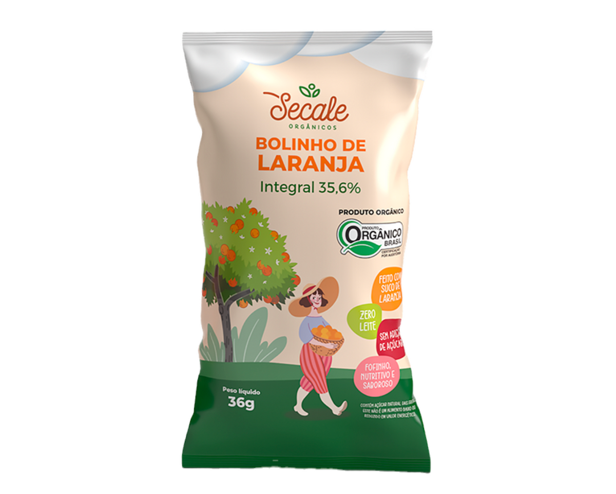 Bolinho de Laranja Orgânico Unidade 36g Secale