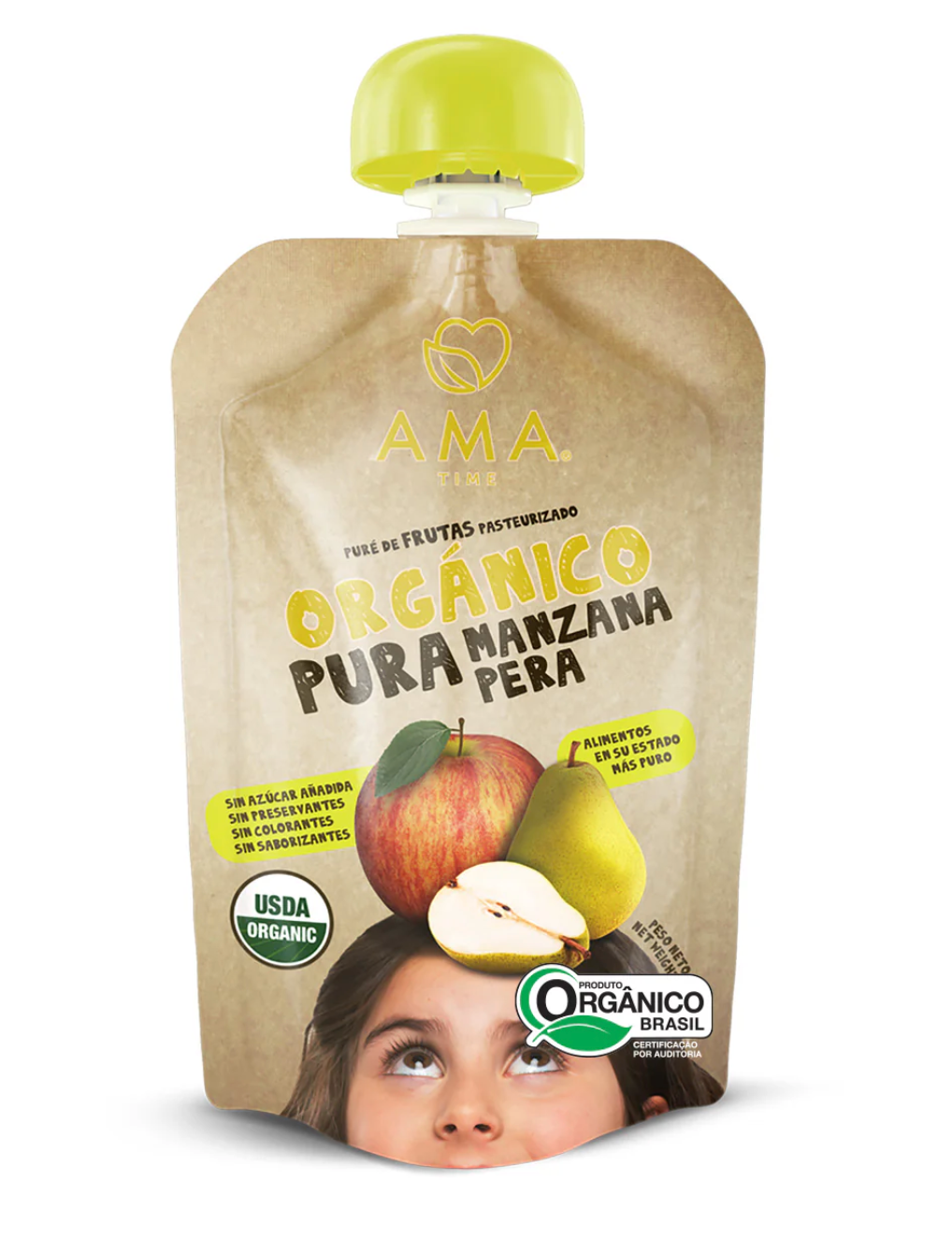 Purê de Frutas Maçã e Pera 90g AMA Time