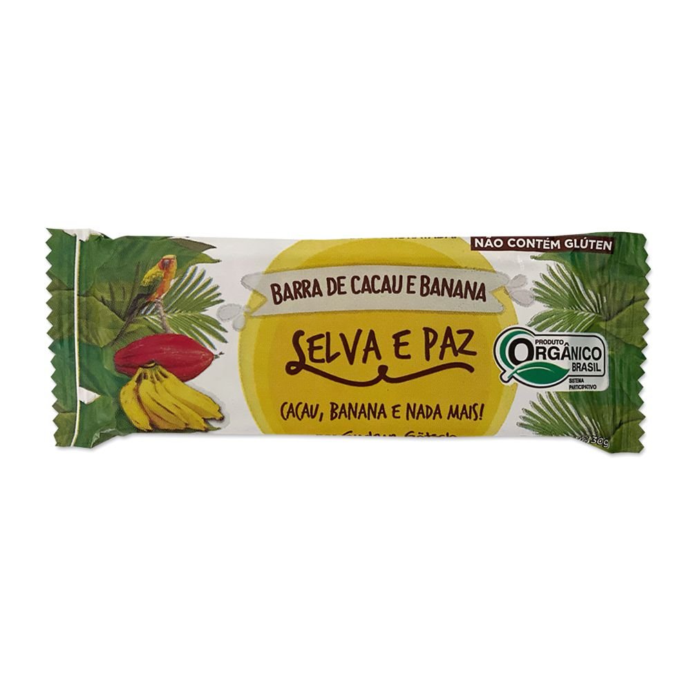 Barra Banana e Cacau Orgânico Vegano 30g Selva e Paz